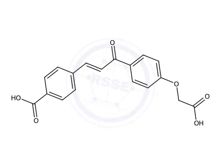 Chemical structure of 4-(3-(4-(Carboxymethoxy)phenyl)-3-oxoprop-1-en-1-yl)benzoic acid
