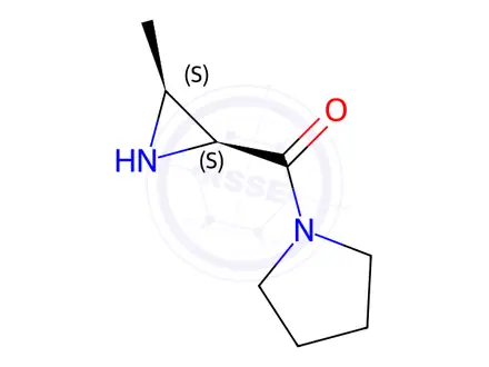 Chemical structure of Pyrrolidine, 1-[(3-methyl-2-aziridinyl)carbonyl]-, (2S-cis)-(9CI)