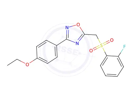 Chemical structure of 3-(4-Ethoxyphenyl)-5-(((2-fluorophenyl)sulfonyl)methyl)-1,2,4-oxadiazole