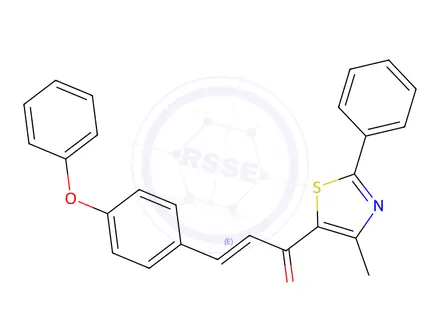 Chemical structure of (E)-1-(4-methyl-2-phenylthiazol-5-yl)-3-(4-phenoxyphenyl)prop-2-en-1-one