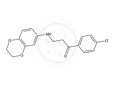 Chemical structure of 1-(4-chlorophenyl)-3-(2,3-dihydro-1,4-benzodioxin-6-ylamino)-1-propanone