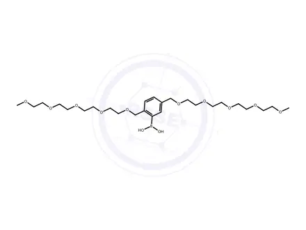 Chemical structure of 2,5-Di(2,5,8,11,14-pentaoxapentadecyl)phenylboronic acid