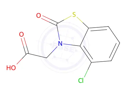 Chemical structure of 4-chloro-2-oxo-2H-benzothiazole-3-acetic acid, compound with dimethylamine (1:1)