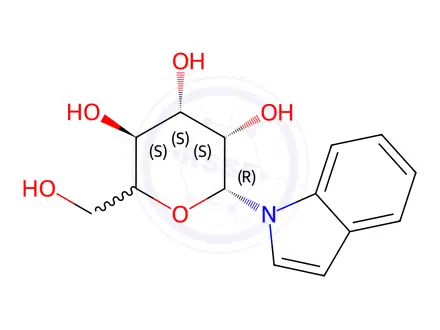 Chemical structure of (3S,4S,5S,6R)-2-(Hydroxymethyl)-6-(1H-indol-1-yl)-tetrahydro-2H-pyran-3,4,5-triol