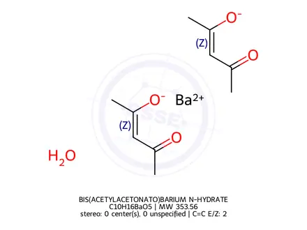 Chemical structure of BIS(ACETYLACETONATO)BARIUM N-HYDRATE