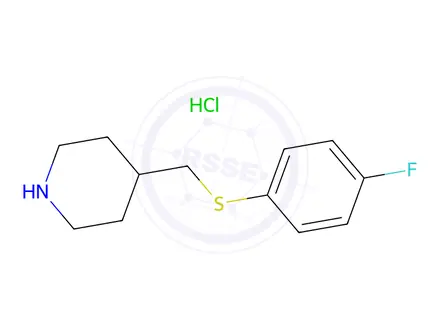 Chemical structure of 4-(((4-Fluorophenyl)thio)methyl)piperidine hydrochloride