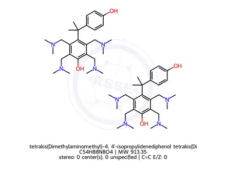 Chemical structure of tetrakis(Dimethylaminomethyl)-4, 4'-isopropylidenediphenol tetrakis(Dimethylaminomethyl)-4,4'-isopropylidenediphenol