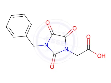 Chemical structure of 2-(3-benzyl-2,4,5-trioxo-1-imidazolidinyl)acetic acid