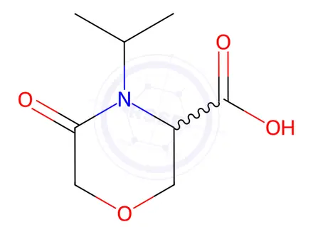 Chemical structure of 5-oxo-4-(propan-2-yl)morpholine-3-carboxylic acid