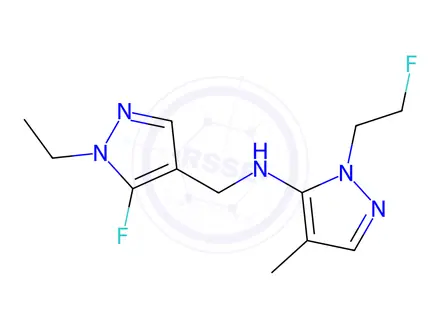 Chemical structure of N-[(1-ethyl-5-fluoro-1H-pyrazol-4-yl)methyl]-1-(2-fluoroethyl)-4-methyl-1H-pyrazol-5-amine