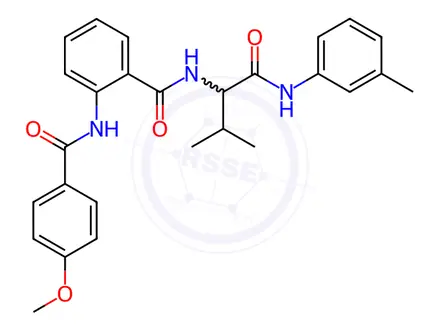 Chemical structure of Benzamide, 2-[(4-methoxybenzoyl)amino]-N-[2-methyl-1-[[(3-methylphenyl)amino]carbonyl]propyl]-(9CI)