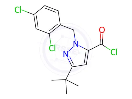 Chemical structure of 3-(TERT-BUTYL)-1-(2,4-DICHLOROBENZYL)-1H-PYRAZOLE-5-CARBONYL CHLORIDE