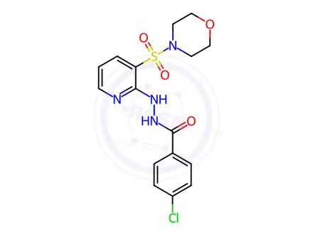 Chemical structure of 4-chloro-N'-[3-(morpholin-4-ylsulfonyl)pyridin-2-yl]benzohydrazide