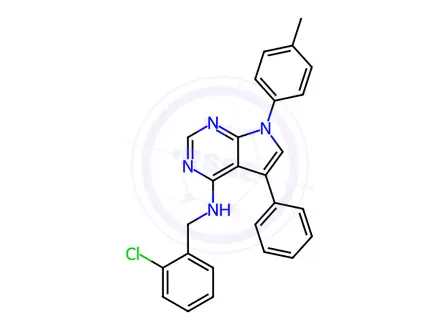 Chemical structure of N-(2-Chlorobenzyl)-5-phenyl-7-(p-tolyl)-7H-pyrrolo[2,3-d]pyrimidin-4-amine