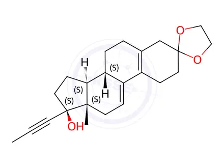 Chemical structure of 3,3-Ethylenedioxy-17α-(prop-1-ynyl)estra-5,9(11)-dien-17β-ol