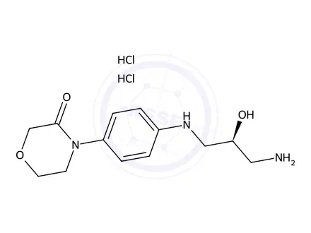 Chemical structure of (S)-4-(4-((3-amino-2-hydroxypropyl)amino)phenyl)morpholin-3-one (dihydrochloride)