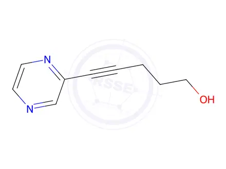 Chemical structure of 5-(pyrazin-2-yl)pent-4-yn-1-ol