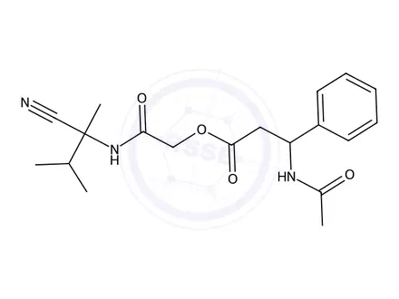 Chemical structure of 2-((2-Cyano-3-methylbutan-2-yl)amino)-2-oxoethyl 3-acetamido-3-phenylpropanoate