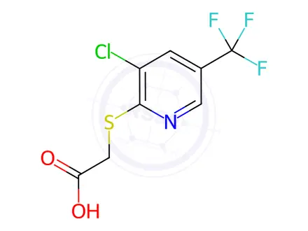 Chemical structure of 2-{[3-Chloro-5-(trifluoromethyl)-2-pyridinyl]-sulfanyl}acetic acid