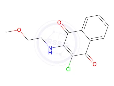 Chemical structure of 2-Chloro-3-(2-methoxyethylamino)naphthalene-1,4-dione