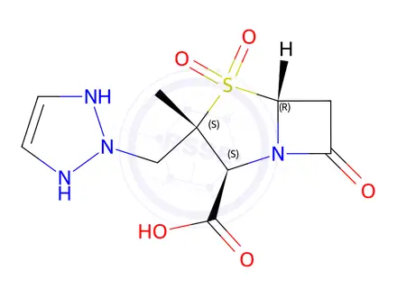 Chemical structure of (2S,3S,5R)-3-methyl-3-(1H-1,2,3-triazol-2-ylmethyl)-7-oxo-4-thia-1-azabicyclo[3.2.0]heptane-2-carboxylicacid-4,4-dioxide