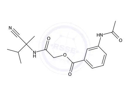 Chemical structure of 2-((2-Cyano-3-methylbutan-2-yl)amino)-2-oxoethyl 3-acetamidobenzoate