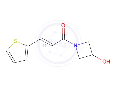 Chemical structure of (2e)-1-(3-hydroxyazetidin-1-yl)-3-(thiophen-2-yl)prop-2-en-1-one