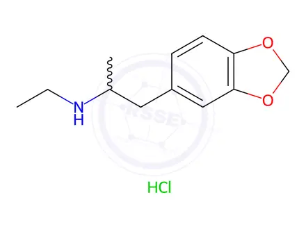 Chemical structure of 3,4-Methylenedioxyethylamphetamine hydrochloride