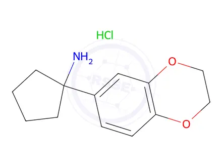 Chemical structure of 1-(2,3-Dihydro-1,4-benzodioxin-6-yl)cyclopentan-1-amine hydrochloride