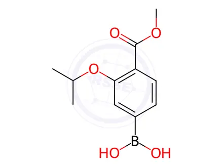 Chemical structure of Benzoic acid, 4-borono-2-(1-methylethoxy)-, 1-methyl ester