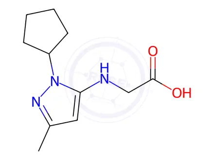 Chemical structure of N-(1-cyclopentyl-3-methyl-1H-pyrazol-5-yl)glycine