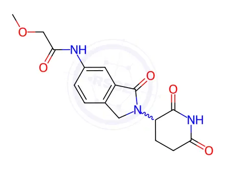 Chemical structure of N-[2-(2,6-dioxo-3-piperidyl)-3-oxo-isoindolin-5-yl]-2-methoxy-acetamide