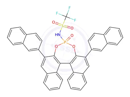 Chemical structure of N-((11BS)-2,6-di(naphthalen-2-yl)-4-oxidodinaphtho[2,1-d:1',2'-f][1,3,2]dioxaphosphepin-4-yl)-1,1,1-trifluoromethanesulfonamide
