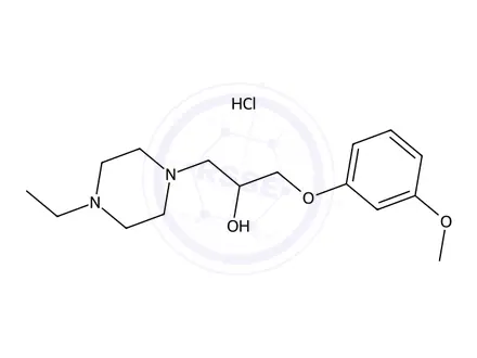 Chemical structure of 1-(4-Ethylpiperazin-1-yl)-3-(3-methoxyphenoxy)propan-2-ol hydrochloride