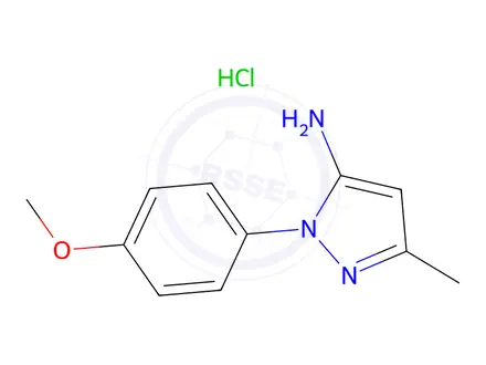 Chemical structure of 1-(4-Methoxyphenyl)-3-methyl-1H-pyrazol-5-amine hydrochloride