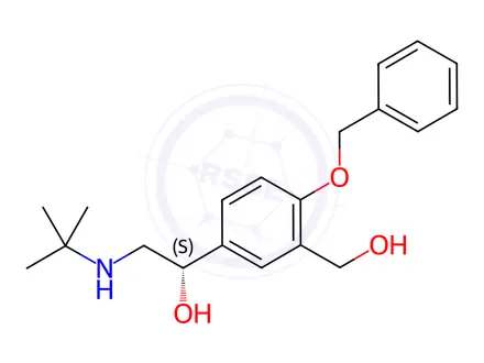 Chemical structure of (S)-1-(4-(benzyloxy)-3-(hydroxymethyl)phenyl)-2-(tert-butylamino)ethan-1-ol