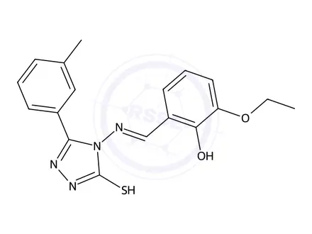 Chemical structure of 4-((3-Ethoxy-2-hydroxybenzylidene)amino)-3-(m-tolyl)-1H-1,2,4-triazole-5(4H)-thione