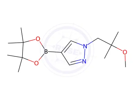 Chemical structure of 1-(2-methoxy-2-methyl-propyl)-4-(4,4,5,5-tetramethyl-1,3,2-dioxaborolan-2-yl)pyrazole
