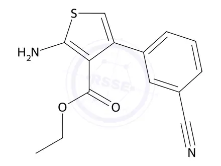 Chemical structure of Ethyl 2-amino-4-(3-cyanophenyl)thiophene-3-carboxylate