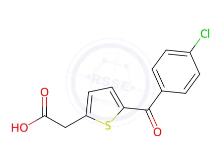 Chemical structure of 2-[5-(4-chlorobenzoyl)-2-thienyl]acetic acid