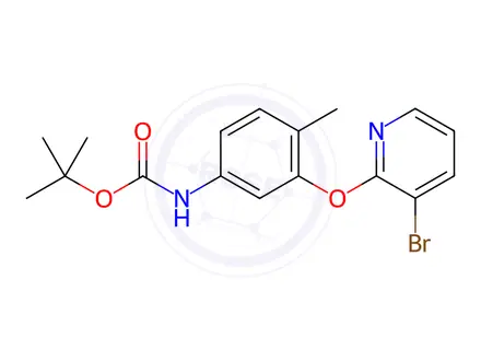 Chemical structure of Carbamic acid, N-[3-[(3-bromo-2-pyridinyl)oxy]-4-methylphenyl]-, 1,1-dimethylethyl ester