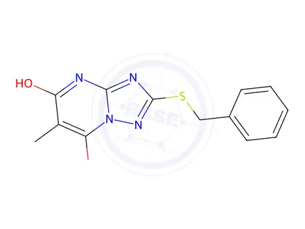 Chemical structure of 2-(Benzylthio)-6-methyl-[1,2,4]triazolo[1,5-a]pyrimidine-5,7-diol