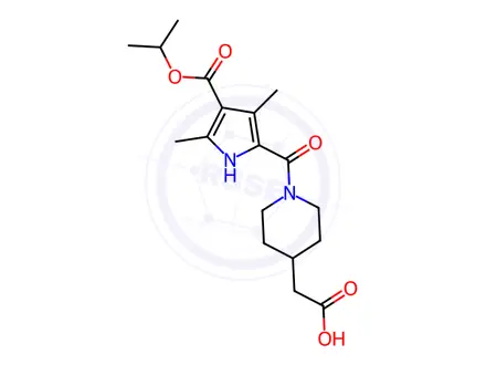 Chemical structure of (1-{[4-(Isopropoxycarbonyl)-3,5-dimethyl-1H-pyrrol-2-yl]carbonyl}piperidin-4-yl)acetic acid