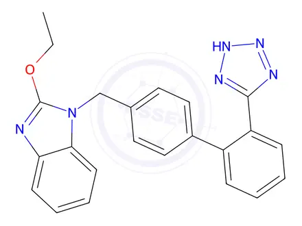 Chemical structure of 2-ethoxy-1-((2'-(1H-tetrazol-5-yl)biphenyl-4-yl)methyl)benzimidazole