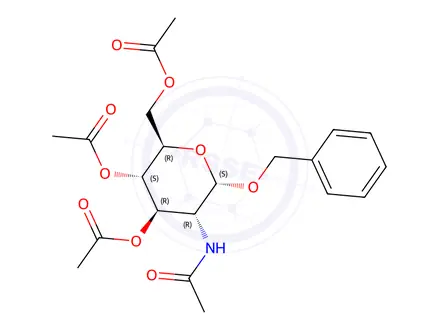 Chemical structure of (2r,3s,4r,5r,6s)-5-Acetamido-2-(acetoxymethyl)-6-(benzyloxy)tetrahydro-2h-pyran-3,4-diyl diacetate
