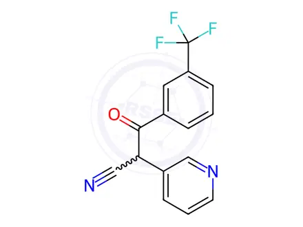 Chemical structure of 3-oxo-2-(pyridin-3-yl)-3-[3-(trifluoromethyl)phenyl]propanenitrile