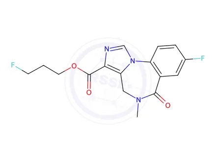 Chemical structure of 3'-fluoropropyl-8-fluoro-5,6-dihydro-5-methyl-6-oxo-4H-imidazol(1,5-a)(1,4)benzodiazepine-3-carboxylic acid