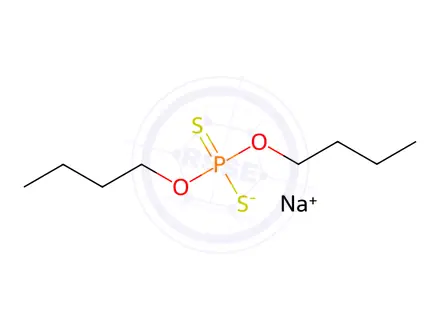 Chemical structure of Phosphorodithioic acid, O,O-dibutyl ester, sodium salt