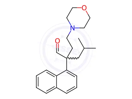 Chemical structure of α-Isobutyl-α-(2-morpholinoethyl)-1-naphthaleneacetaldehyde