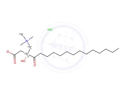 Chemical structure of Myristoyl-L-carnitine-13C3 Hydrochloride